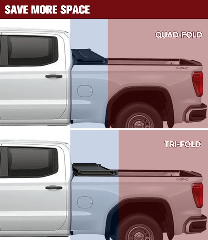 Kikito Vinyl Soft Quad-Fold Truck Bed Tonneau Cover for 2009-2025 Ram 1500 with 5.7ft (67.4in) Bed w/o Rambox