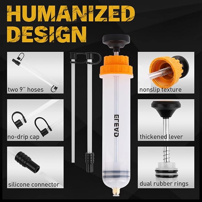 ELEAD 500cc Oil Fluid Extractor Pump, Multi-Purpose Oil Syringe, Fluid Syringe Extractor, Car Vacuum Fuel Transfer, Automotive Oil Syringe(17.6 Oz./0.45 Qt./500 CC)