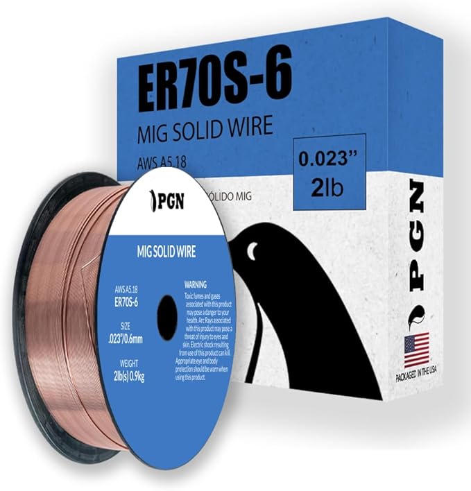 PGN Solid MIG Welding Wire - ER70S-6 .023 Inch - 2 Pound Spool - Mild Steel MIG Wire with Low Splatter and High Levels of Deoxidizers - For All Position Gas Welding