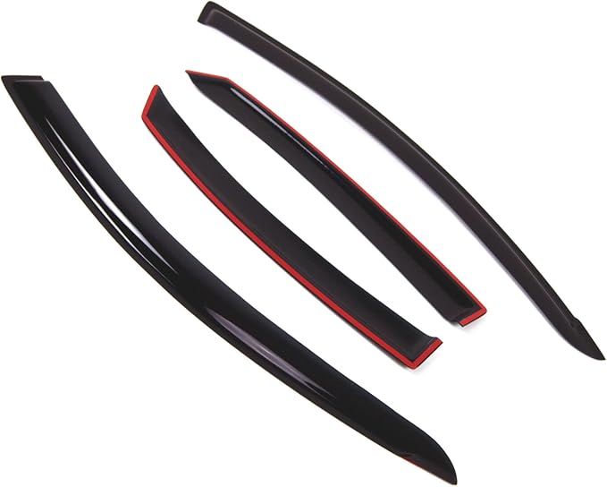 Tuningpros WD2-253 Dark Smoke 4 Pcs Set Window Visor (Outside Mount) Deflector Rain Guard Compatible with 2007-2010 Hyundai Elantra