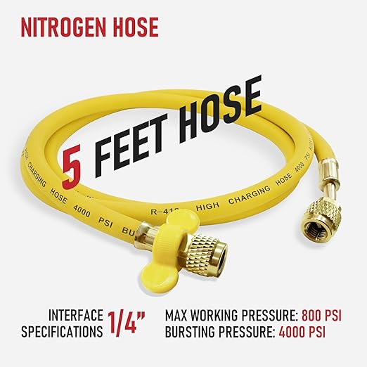 RX WELD Nitrogen Regulator with 0-600 PSI, CGA580 Inlet, 1/4-Inch Male Flare Outlet Connection, Nitrogen Tank Regulator with 5Ft Refrigeration Hose