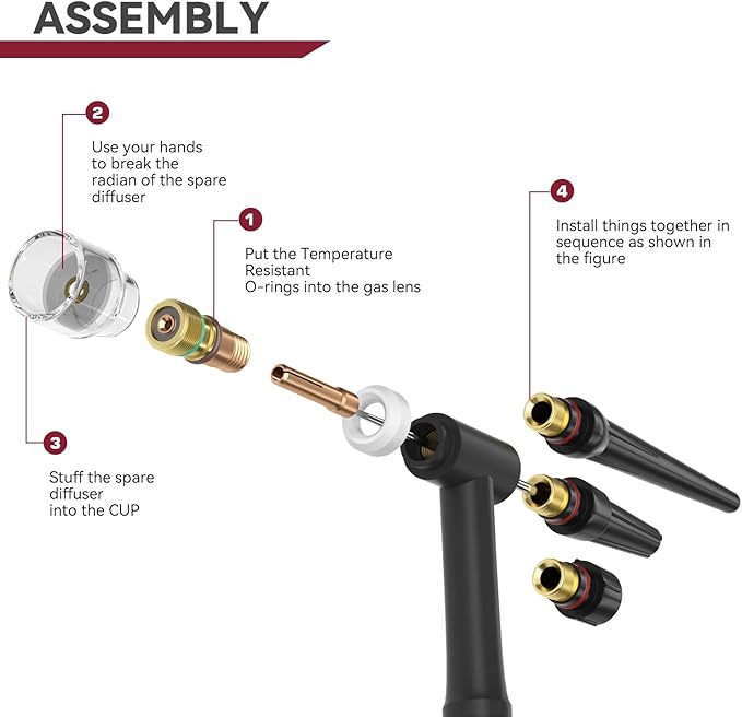 ARCCAPTAIN 22Pcs TIG Welding Torch Stubby Gas Lens #10 Glass Cup Kit for WP-17/18/26
