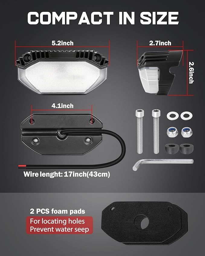 RV Lights Exterior LED Porch Light Aluminum 5 Inch, 12V 24V 4200LM Bright IP68 Waterproof LED Scene Cargo Lighting for RV Trailer Travel Camper 5th Wheels Motorhome UTV SUV Truck - 2 Packs