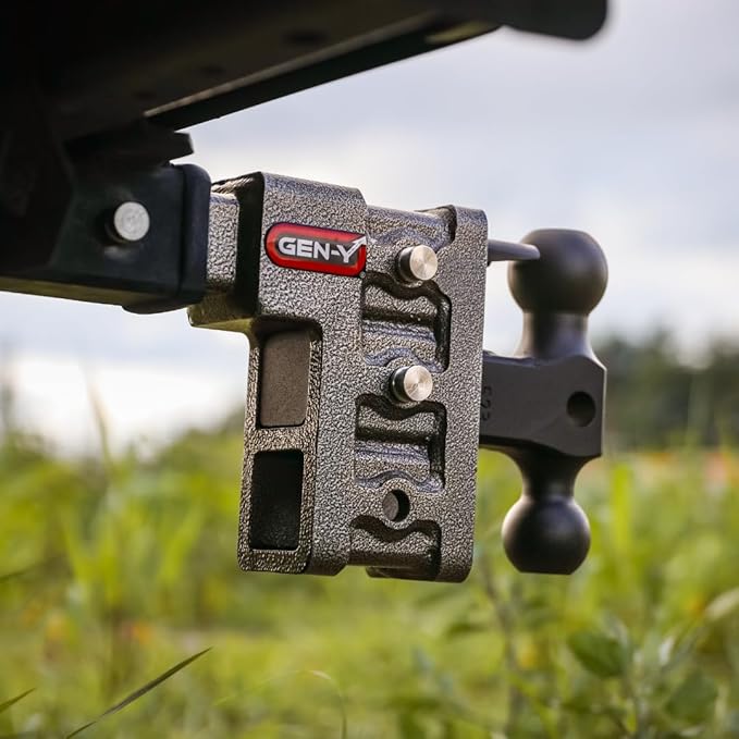 GEN-Y Hitch Tow Hitch for 2.5" Receiver | 6" Drop - 3 Adjustable Positions | 21k LBS Towing Capacity | 3k LBS Tongue Weight | Includes Dual Ball-Mount Attachment, Pintle Lock, 2 Locking Pins, Silver