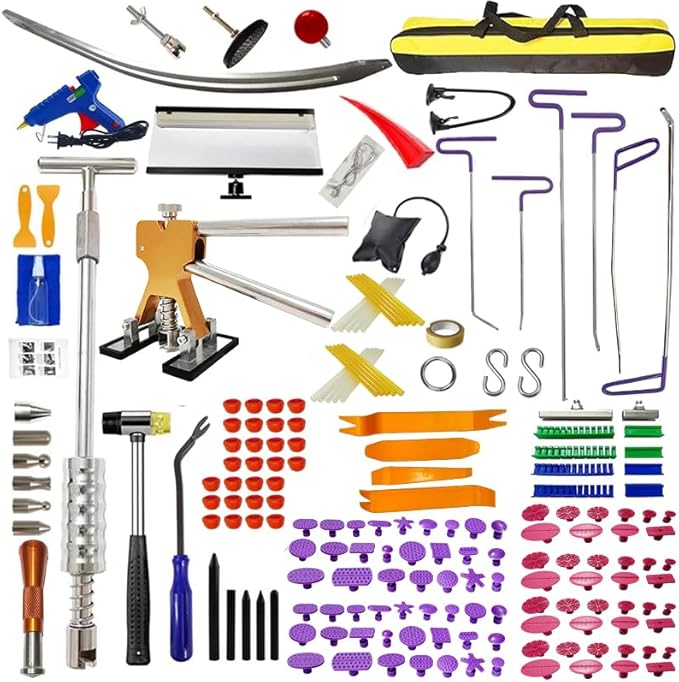 M16 Big Size Slide Puller,190 PCS Paintless Dent Removal tools Kit,Auto Body Hail Removal Tool, Bodywork Dings Dent Puller Remover kit,A Complete Car Dent Repair Tools Set for Professional Auto Repair