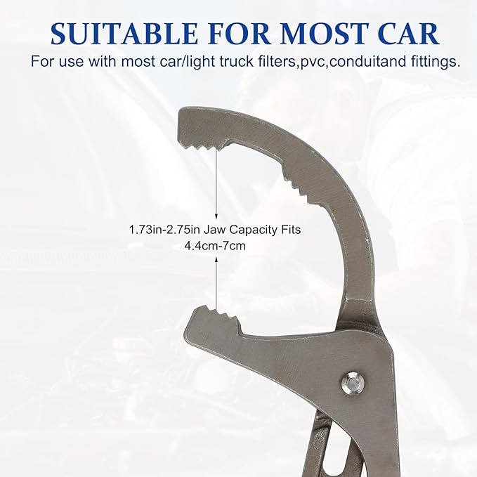Oil Filter Wrenches, 9 Inch Adjustable Oil Filter Pliers, Automotive Oil Filter Removal Tools for Engine Filters, Cars, and Trucks