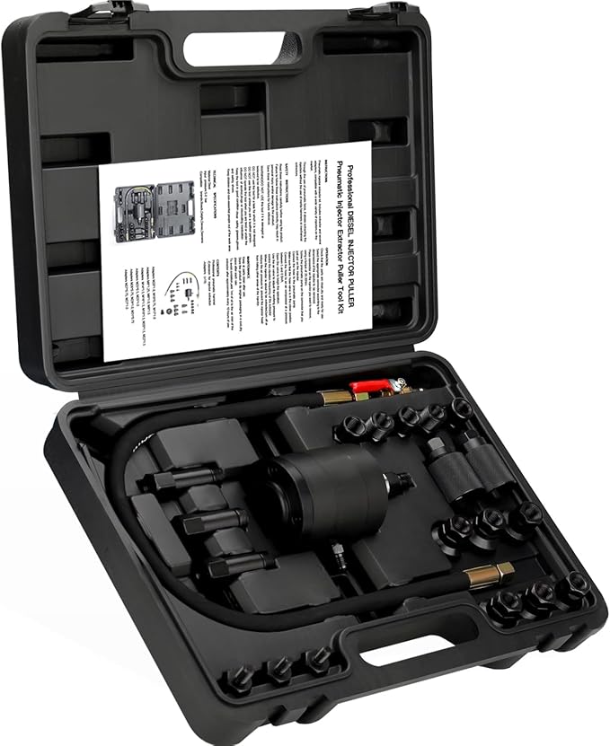 Pneumatic Injector Puller Set Compatible with Diesel Engines 23 PCS Air Vibration Injector Removal Tool Kit