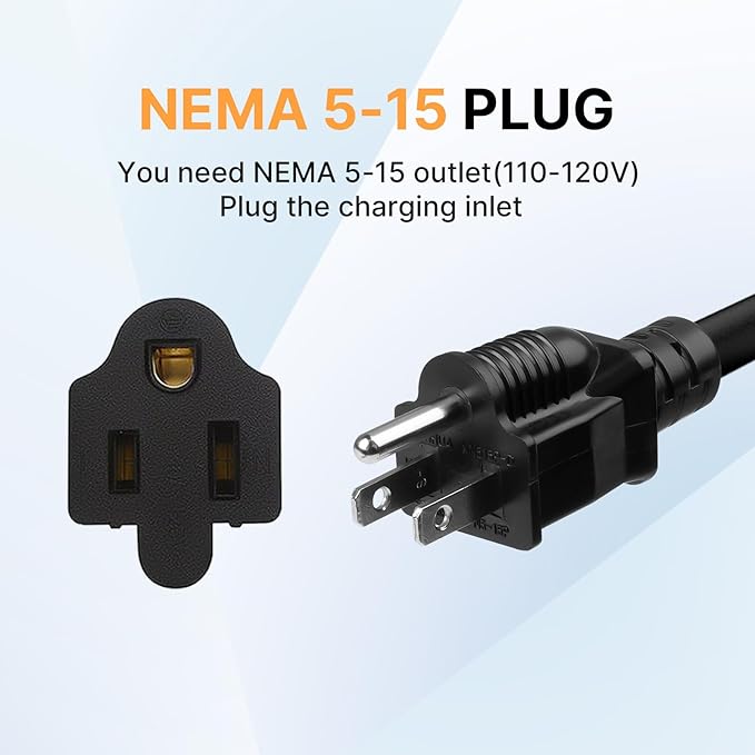 BESENERGY 15A Level 1 ev Charger, 20ft, NEMA5-15, 110V-120V, IP65 Portable Charge Station, Compatible with All j1772 EV Cars (Black)