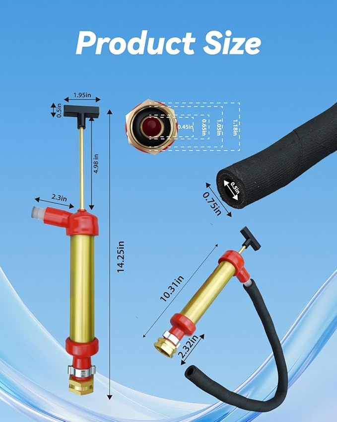 34060-0130 Marine Engine Oil Drain Hand Pump Fit for OMC Mercruiser, Brass Engine Oil Drain Pump Replace 802889A1 802889Q1 (10.25" Long, 1.25" Diameter, 1 Gallon/Minute Output)