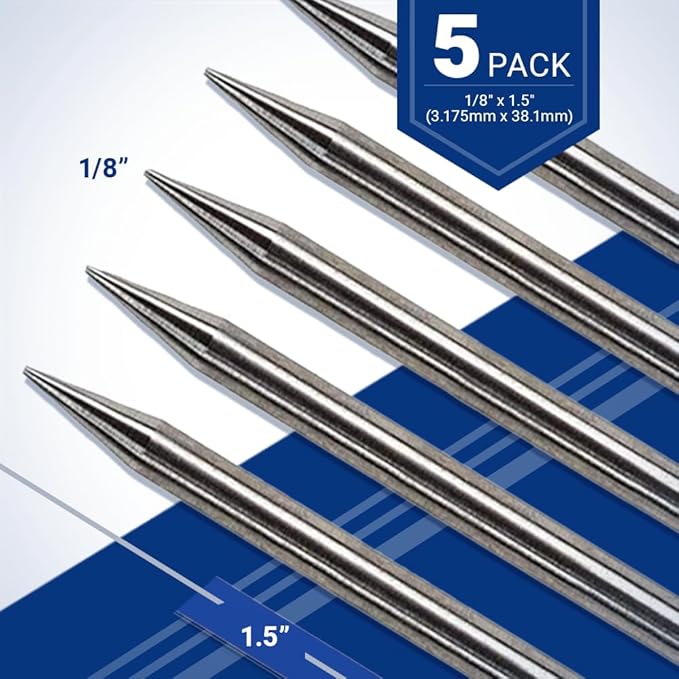 Pre-Ground TIG Tungsten Sharpened Electrodes Blue 2% Lanthanated 5-Pack (1/8" x 1.5")