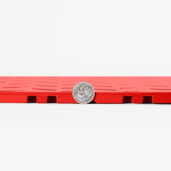 FlooringInc's Nitro 12"x12" Snap-Together Garage Floor Tiles, Non-Slip Interlocking Plastic Floor Mat, Diamond Pattern, Victory Red, 1 Tile, 1 Sq/Ft