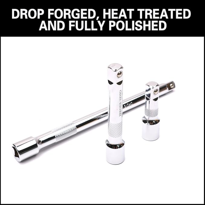 HORUSDY 9-Piece Socket Extension Bar Set, Ratchet Extension Bar Set,1/4", 3/8", and 1/2" Impact Drive Socket, Drive Tool Accessory, CR-V Steel Storage Tray