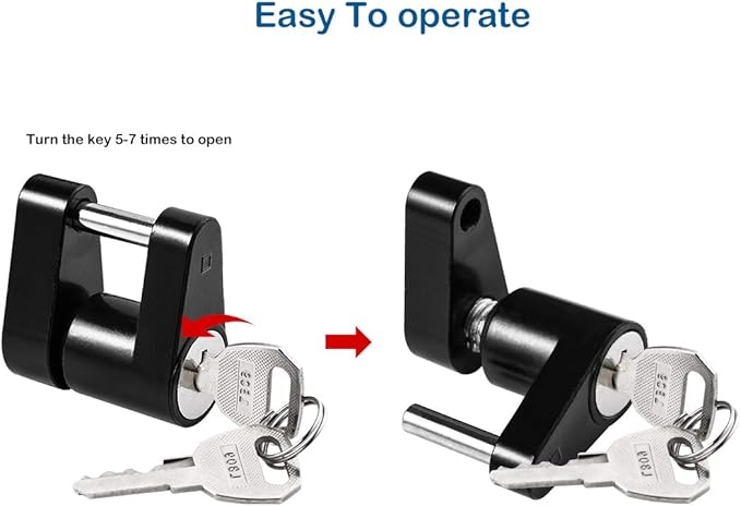 CZC AUTO Black Trailer Hitch Coupler Lock, Dia 1/4 Inch, 3/4 Inch Span for Tow Boat RV Truck Car's Coupler Keyed Alike (4 Pack, Black)