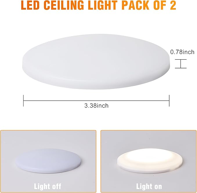 Facon 3.5" LED RV Puck Light Surface Mount - 2Pack, SY-SM35 12V RV Dome Light(No Switch), 230LM Cool White (4000K), Ideal for RVs, Motorhomes, Campers, Marine Vehicles
