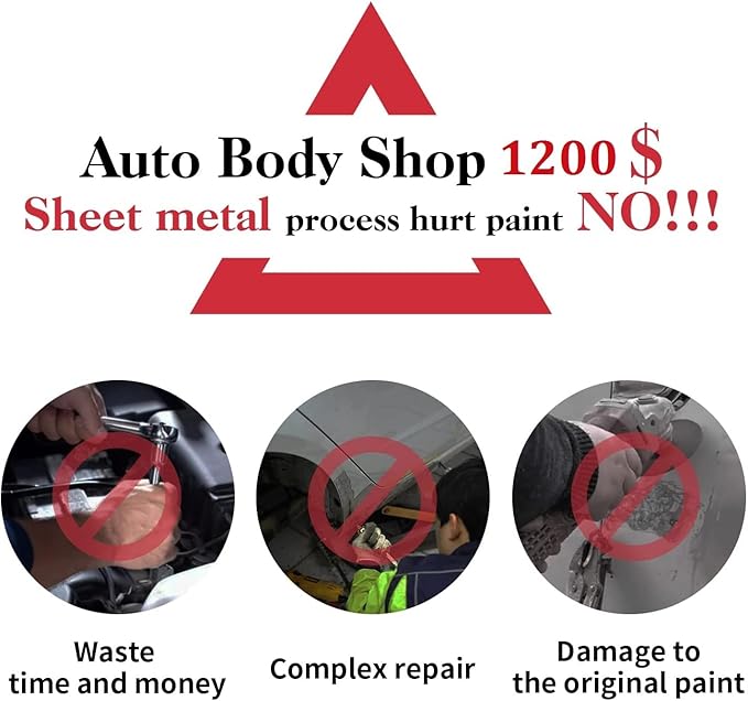 Car Dent Puller Kit, Dent Remover Tool for Car Dent Repair with High Adhesive Puller Tabs, Hot Glue Gun & Sticks, Slide Hammer T-Bar, Air Wedge, PDR Tools for Paintless Dent Removal at Home Garage