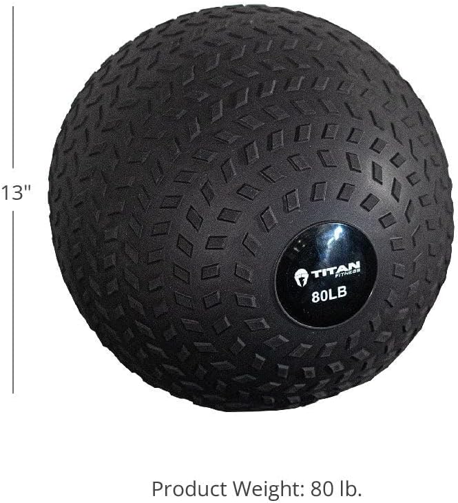 Titan Fitness Rubber Tread Slam Ball, Dead Bounce, Weight Workout - Throw, Catch, Slam, Twist