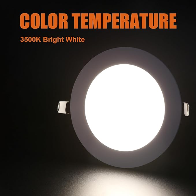 Facon 5Inch 12V LED Puck Light RV Interior Light, Aluminum Slim Recessed Mount Panel Light, 12Volts RV Light Fixture for Van Camper Trailer Motorhome Boat (5Packs, 5Inch 3500K)