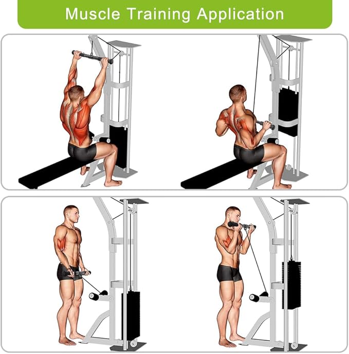 SELEWARE Rotating Straight Bar Cable Machines Attachments for Gym, Pull Down Bar Press Down Bar with Non-Slip Rubber Handle, Universal Attachment for Cable Machines