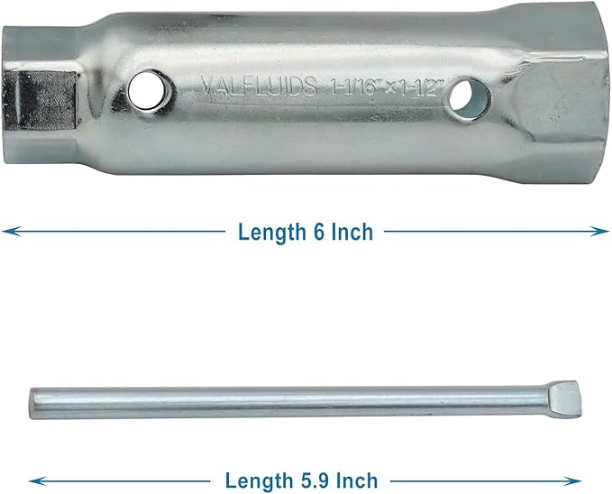 Hex Socket Wrench Removal Tool, For Screw-in Water Heater Element and Anode Rod,1-1/16" x 1-1/2" x 6" Length