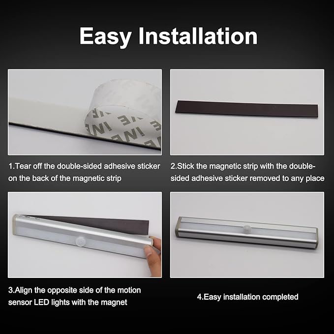 Motion Activated RV Step Lights, 10 LED USB Rechargeable RV Motion Sensor Led Light Strip, Wireless Magnetic Camper Step Lights Bar for Motorhome Travel,Travel Trailers, Camper (2 Pack)