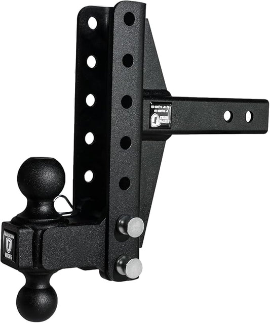 BulletProof Hitches - 2.0" Adjustable Medium Duty Trailer Hitch (14,000 lb. Rating) - Offset 4" and 6" Drop/Rise Trailer Hitch with 2" & 2-5/16" Dual Ball - Powder Coat, Box Steel, Corrosion-Resistant