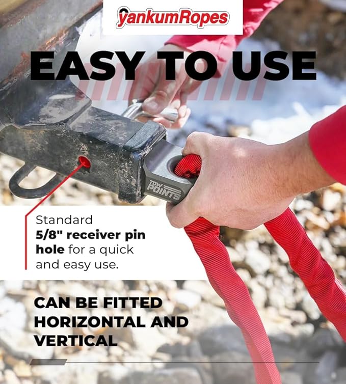 Yankum Hitch Receiver Recovery Point 2" - Made in The USA, Heavy Duty Recovery Hitch for Off-Road Use, Fits 3/4" & 7/8" Shackles, Tow Hitch Shackle for Jeeps, Trucks, RVs, Recovery Kit