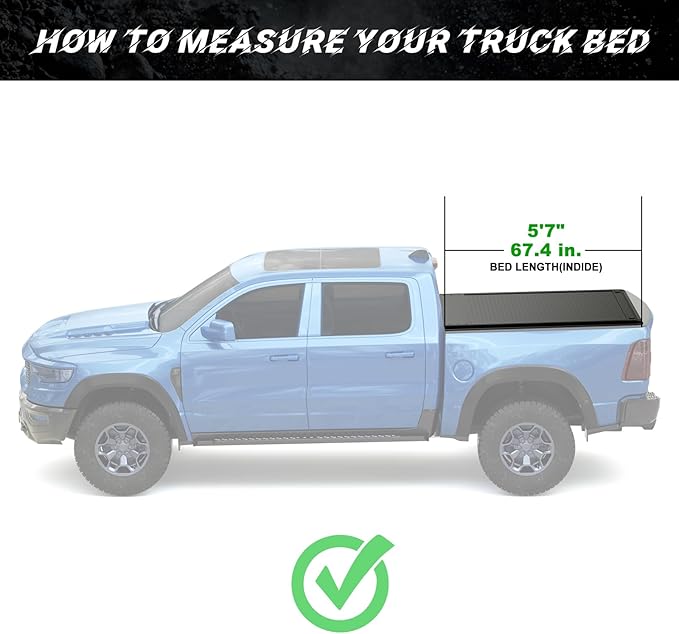 Low Profile Flip Up Truck Bed Tonneau Cover for 2009-2026 Dodge Ram 1500 & 2500 5' 7" Bed Without Ram Box (67.4")