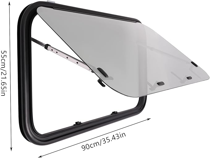 RV Push Out Window - 36" W x 22" H RV Exit Window Replacement, Aluminum RV Exit Window with Screen, RV Emergency Window for RVs Trailer Pickup Trucks