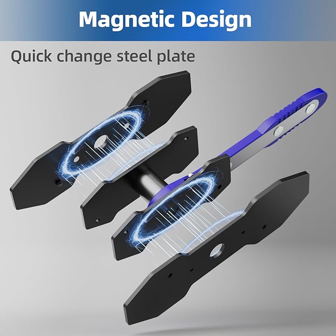 Brake Caliper Compression Tool, Caliper Piston Compressor Tool with Additional 2 pcs Large Steel Plate and 2 Hooks, 360°Adjustable Brake Caliper Tool for Single Twin Quad Piston Calipers (Blue)