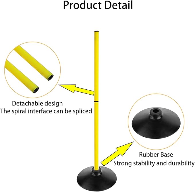 Soccer Agility Poles Set Detachable Sports Trainning Speed Pole Slalom Poles with Rubber Base Sport Traning Equipment