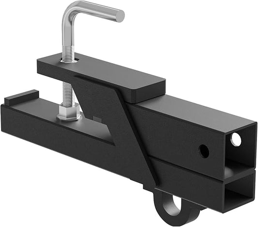 Tow Hitch 2 Inch, Clamp-On Tractor Bucket Hook Receiver Adapter Quick Attach Receiver Chain Hook for Lifting and Carrying Ring, 1100 LB Towing Capacity, Compatible with 2" Front Bucket Lips