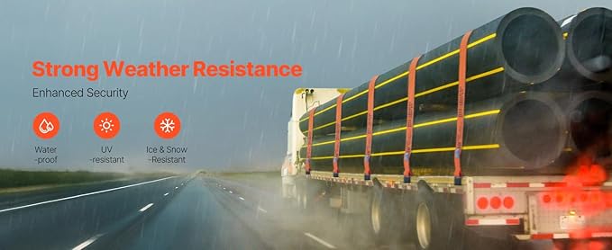 VEVOR Truck Straps, 4" x30' Heavy Duty Tie Down w/Flat Hooks 18,000lbs Break Strength, WLL# 6000lbs, Cargo Straps tie Down for Flatbeds, Trucks, Trailers, Farms, Rescues, Tree Saver, Orange(10 Pack)