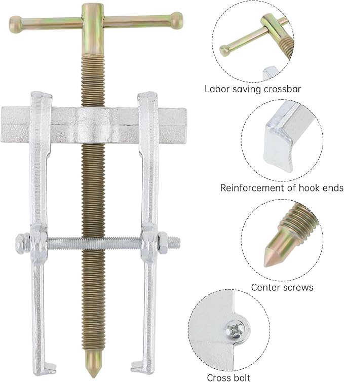 ChgImposs 4 Inch Two Jaw Bearing Puller Tool, Adjustable Carbon Steel Gear Pulley & Flywheel Remover Kit for Motorcycle, Car & Machine Use