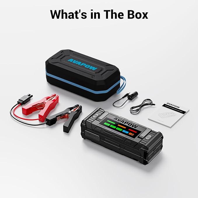 AVAPOW TJ68 10000A Battery Jump Starter Portable with 4" HD Display PD 65W Dual-Way Fast Charging,12V Jump Box, Car Battery Jump Starter for All Gas & Up to All Diesel Engines
