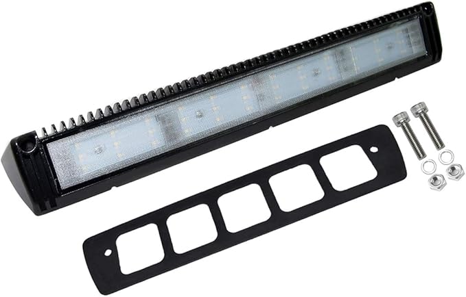 Raycharm 18" RV Exterior LED Awning Lighting Fixture, 40° Down Angle Flood Beam, 6000K Cool-White, 12V/24V DC, High Lumen Output Low Current Draw, Aluminum Housing Black Finish, 1-Pack