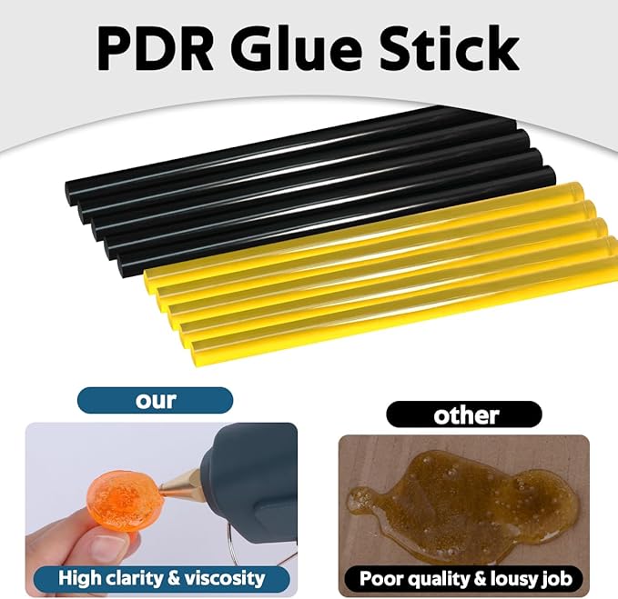 Hot Glue Gun for Car Dent Repair, 100W High Temp with Fast Heating, Anti-Drip Nozzle & 10 Sticks – Professional Auto Body Tool, Supplementary Kit, Excl, Dent Tools