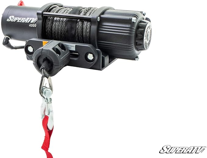 SuperATV 4500 lb Black Ops Winch with Heavy Duty Winch Mounting Plate for 2015+ Kawasaki Mule Pro FXT / 2016+ DX/DXT/FX/FXT Ranch Edition | 2018+ FXR | Complete Winch & Winch Mount Kit