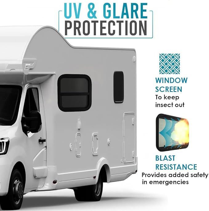 ProFlex RV Vertical Sliding Window 14" W x 22" H – Heavy Duty Ultra Thick Tempered Glass, RV Camper Windows Replacement with Trim for 1-1/2’’ Wall Thickness – Easy Installation, DOT Certified