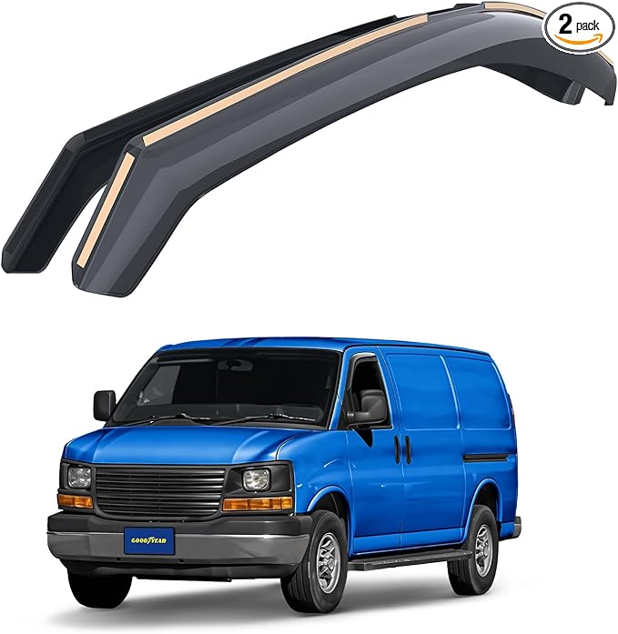 Goodyear Shatterproof in-Channel Window Deflectors for GMC Savana 2500/3500 1996-2026, Rain Guards, Window Visors for Cars, Vent Deflector, Car Accessories, 2 pcs - GY007726