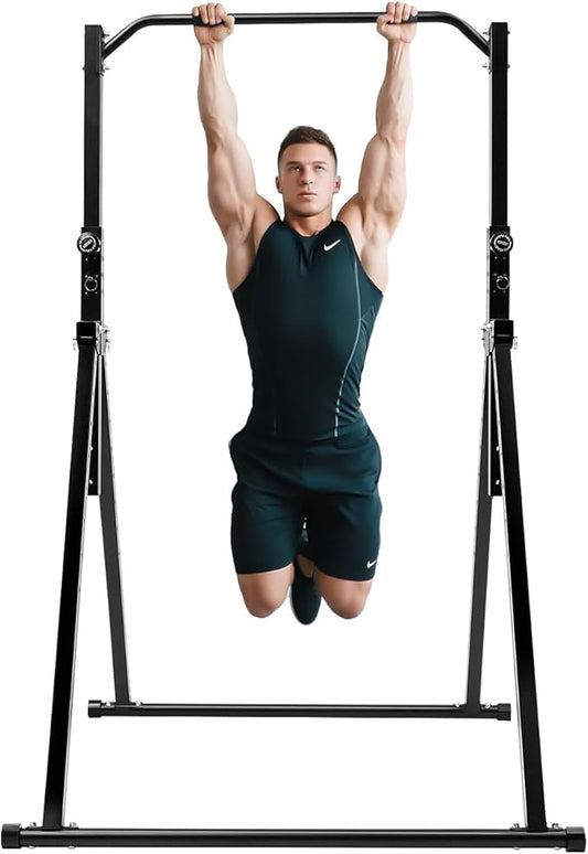 Triangular Pull Up Station,440lbs Load Capacity Adjustable Height Home Pull Up Bar,Foldable Power Tower Dip Station Pull Up Ba,Fitness Triangular Design Pullup Dip Station Rack