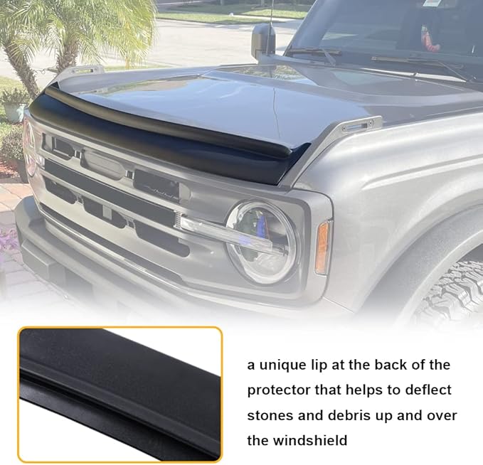 Hood Deflector Hood Protector Fit for Ford Bronco 4-Door & 2-Door 2021 2022 2023 2024 2025 Trail Armor Textured Black Hood Guard Shield Bug Deflector