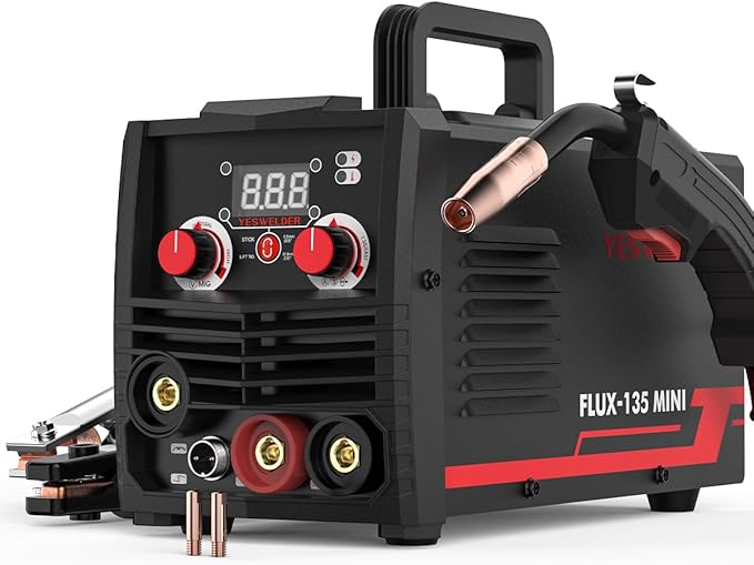 YESWELDER FLUX-135 MINI 135Amp MIG Welder,110V Flux Core Gasless Welder, Flux MIG/Lift TIG/Stick 3-in-1 Welding Machine