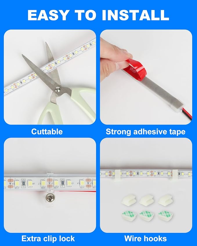 RV Awning Lights 12vdc 13ft/4m Blue LED Strip Camper Light Waterproof IP67 Motorhome Travel Trailer Canopy Light Outdoor RV Underglow Exterior Tape Lights