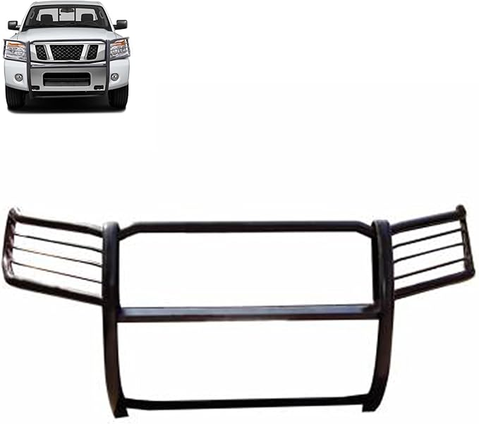 Black Horse Grille Brush Bumper Guard Modular Black Compatible with 2005-2015 Nissan Armada|2004-2015 Nissan Titan Crew Cab|2004-2015 Nissan Titan King Cab-17NR26MA