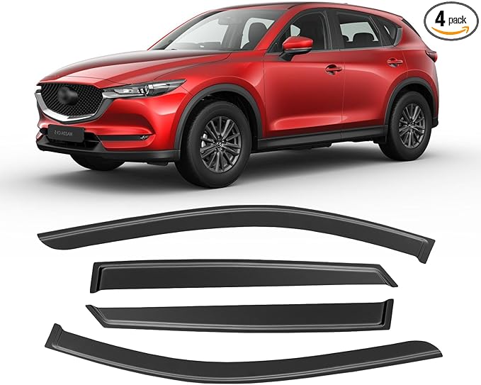 Window Rain Guards for Mazda CX-5 CX5 2017-2025, Window Visor Guard Vent Wind Shade Deflector Rain Shield Protector Sun Visor 2018 2019 2020 2021 2022 2023,Tape-on/Outside-Mount, 4 Pieces