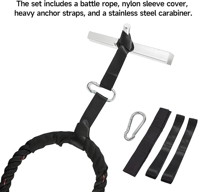 GSE Games & Sports Expert Gym Battle Rope, Heavy-Duty Workout Ropes for Indoor & Outdoor Workout, Exercise Rope for Strength Training - 30,40,50 Feet Lengths Available