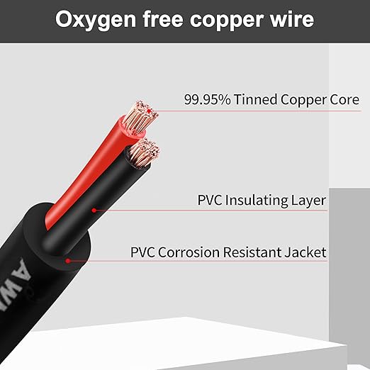 12 Gauge Wire 2 Conductor,12 AWG Electrical Wire Stranded PVC Cord Oxygen-Free Copper Cable,200FT 2 Core Pure Copper Flexible Cable Wire for LED Lamp Lighting Strips Automotive (12AWG-2C, 200FT)