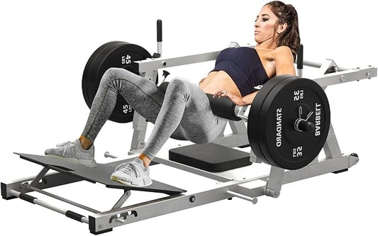 GMWD Hip Thrust Machine, 800LBS Plate-Loaded Glute Bridge Machine with Weight Holder, Heavy Duty Butt Exercise Equipment for Glute Muscles Building and Butt Shaping, Adjustable Footboard, Red