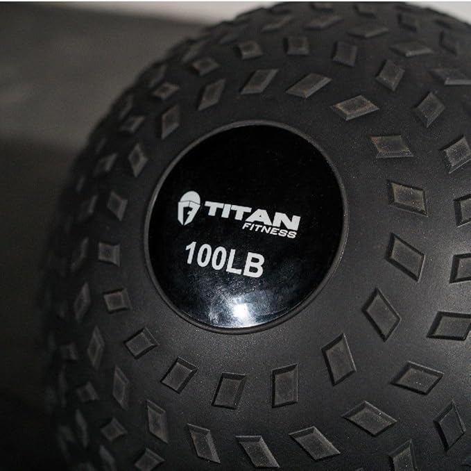 Titan Fitness Rubber Tread Slam Ball, Dead Bounce, Weight Workout - Throw, Catch, Slam, Twist