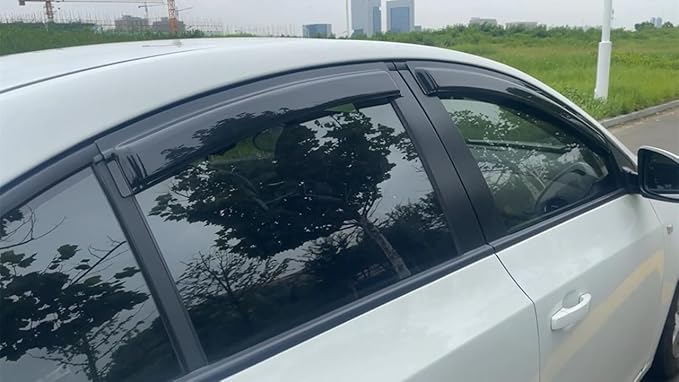 Side Window Visor Wind Deflectors fit for 2007-2012 Dodge Calibe, 4pcs Outside Mount Style Tape-On Looks Great Dark Smoke Truck Accessorie Rain Guards Set 94323
